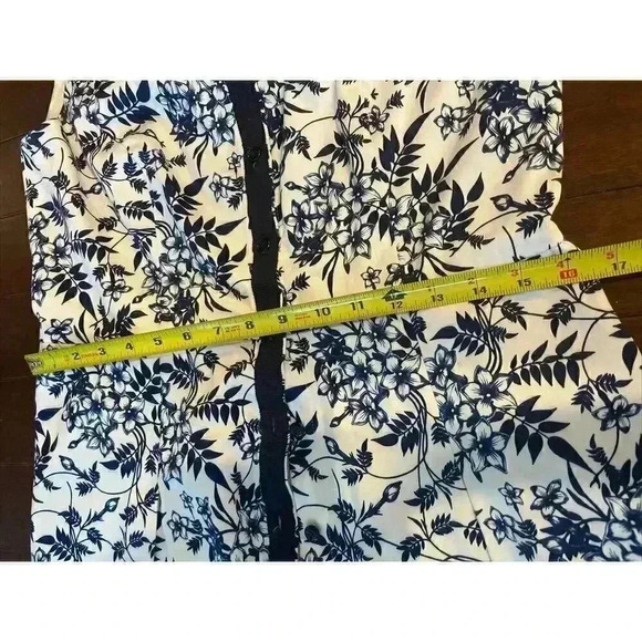 CAROLINA HERRERA Sleeveless Midi Dress 12 L Mock Neck Navy Floral Motif Damask - Picture 10 of 13